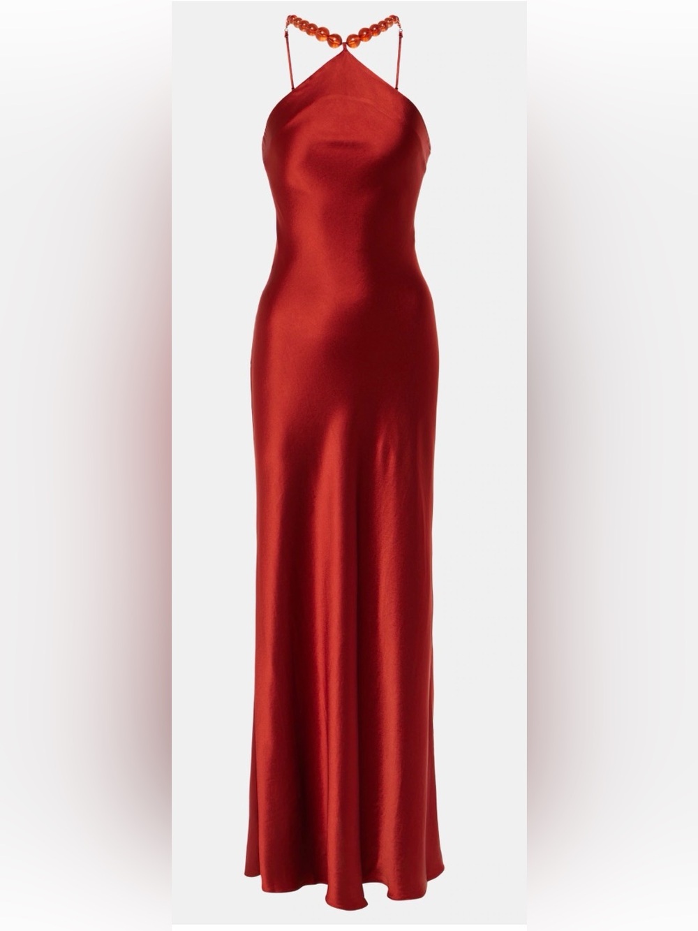 STAUD Red Satin Maxi Skirt